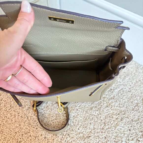 Taupe Leather Belt Buckle Kate Backpack - Picture 4 of 7